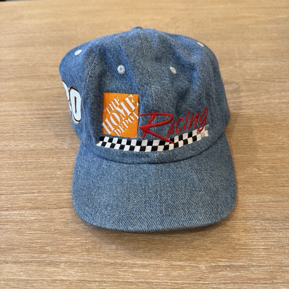 Tony Stewart NASCAR VTG Home Depot Mens Denim StrapBack Hat USA NEW Fast Ship